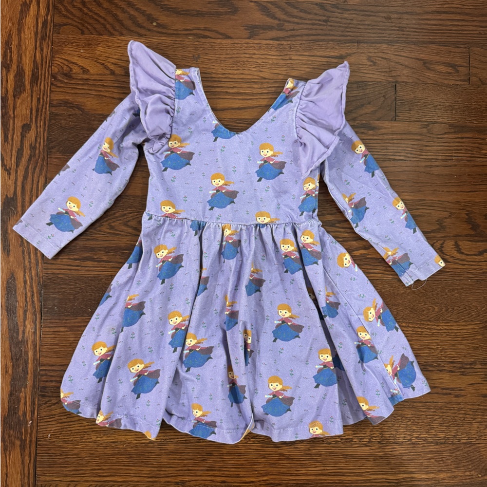Disney Princess x Monica + Andy, Anna Print Long Sleeve Dress, Size 3T, ruffles